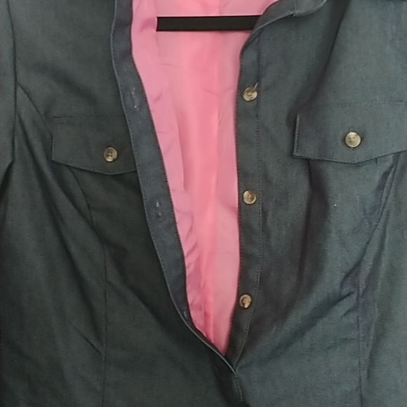 Isaac Mizrahi Shirt Dress Denim Look Navy 4 - Picture 6 of 10